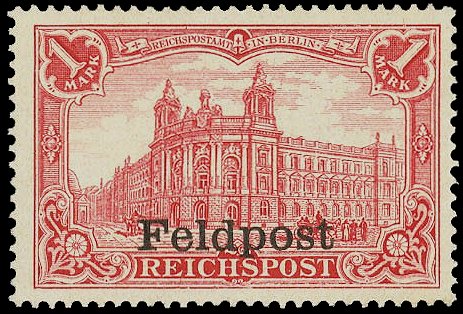 stamps Briefmarken Hauptpostamt Berlin German Post Offices in China 1 Mark FELDPOST trial overprint